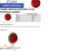 ELECTOBILSA 0100004 - TIMBRE CAMPANA INDUSTRIAL 25 CM 92DB 230V