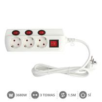 GARSACO 100010002 - BASE MÚLTIPLE 3T CON MULTI INTERRUPTOR (3X1.5MM) 1,5M