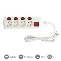 GARSACO 100010003 - BASE MÚLTIPLE 4T CON MULTI INTERRUPTOR (3X1.5MM) 1,5M