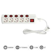 GARSACO 100010004 - BASE MÚLTIPLE 5T CON MULTI INTERRUPTOR (3X1.5MM) 1,5M